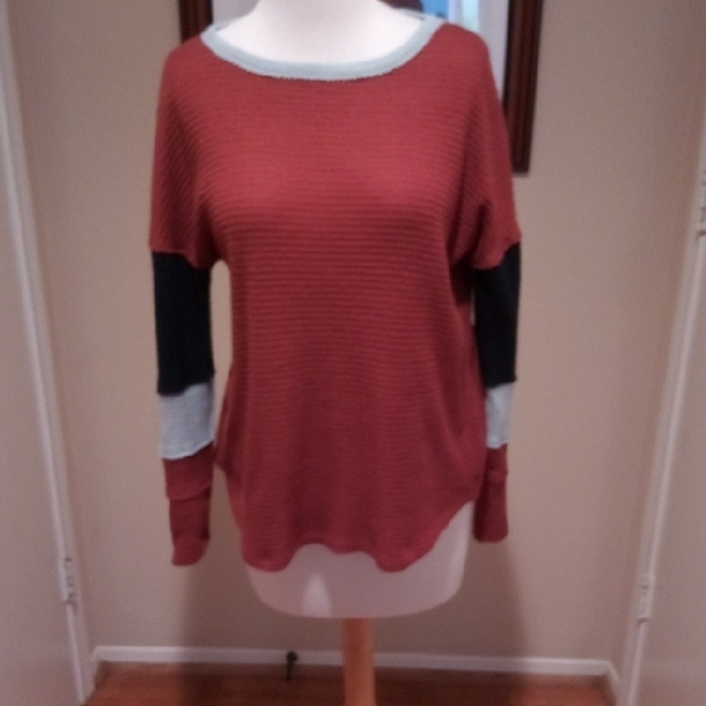 Red and Black Colorblock Sweater